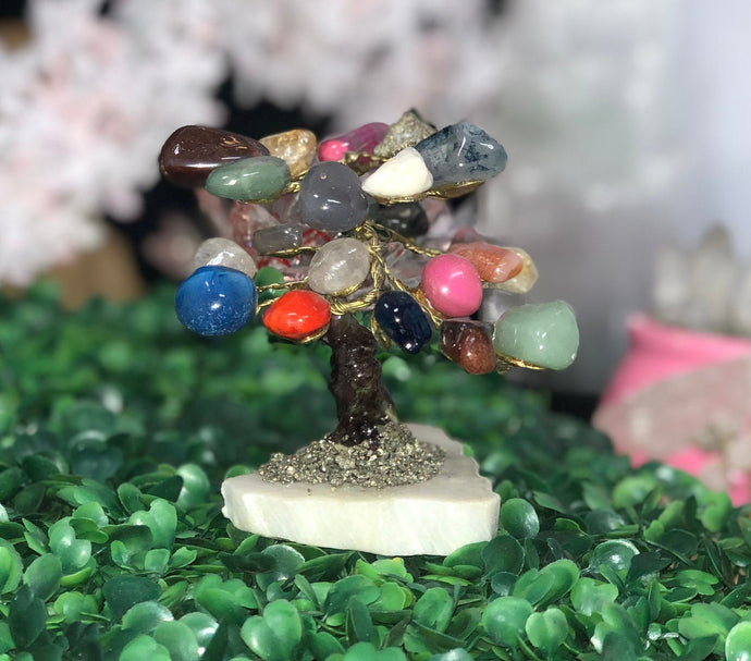 Gemstone tree - Mix stones tree - raw mix stones cluster - chakra tree - crystal tree - mix stones crystal tree - mix stone